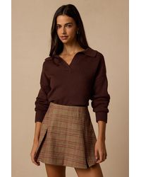 Lulus - Bennington Camel Plaid Pleated Mini Skirt - Lyst
