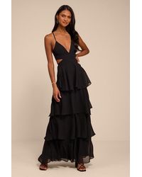 Lulus - Tier And Now Tie-Back Tiered Maxi Dress - Lyst