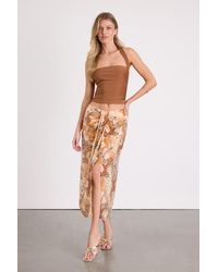 Lulus - Something Wild Multi Print Twist-Front Midi Skirt - Lyst