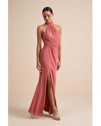 Lulus - Lavinia Rusty Rose Mock Neck Backless Maxi Dress - Lyst