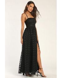 Lulus - Pursuing Elegance Floral Embroidered Lace-Up Maxi Dress - Lyst