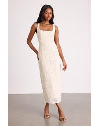 Lulus - Larine Cream Abstract Floral Embroidered Midi Dress - Lyst