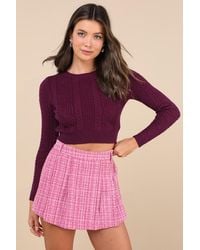 Lulus - Adored Pose Tweed Lurex Pleated High-Rise Skort - Lyst