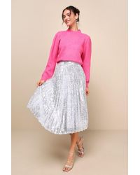 Lulus - Glamorous Occasion Sequin Pleated Midi Skirt - Lyst