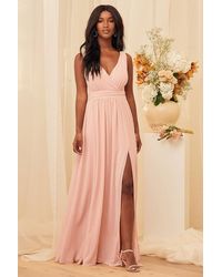 Lulus - Thoughts Of Hue Blush Surplice Maxi Dress - Lyst