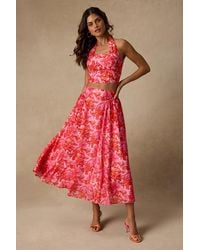 Lulus - Nashira Multi Floral High-Rise Midi Skirt - Lyst