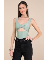Lulus - Basima Cutout Twist-Front Sleeveless Bodysuit - Lyst