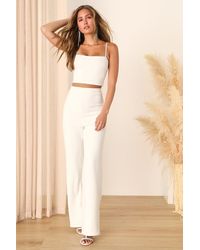 Lulus - Impressive Aesthetic Wide-Leg Two-Piece Jumpsuit - Lyst