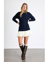 Lulus - Alvie Cable Knit Drop Waist Sweater Dress - Lyst
