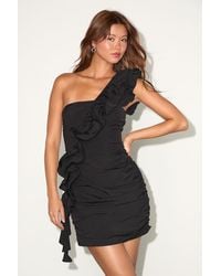 Lulus - Cari Taffeta Ruffled One-Shoulder Mini Dress - Lyst
