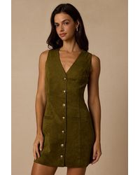 Lulus - Danny Suede Button-Front Mini Dress - Lyst