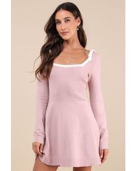 Lulus - Perfect Outcome Long Sleeve Sweater Mini Dress - Lyst