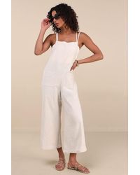 Lulus - Claudie Light Linen Sleeveless Cropped Jumpsuit - Lyst