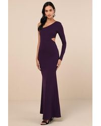 Lulus - Wondrous Romance Dark One-Shoulder Mermaid Maxi Dress - Lyst