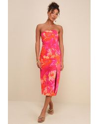 Lulus - Bold Tendencies Floral Strapless Cutout Midi Dress - Lyst