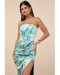 Lulus - Deasia And Floral Bustier Midi Dress - Lyst
