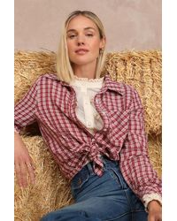 Lulus - Classic Attitude Plaid Collared Long Sleeve Button-Up Top - Lyst