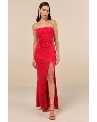 Lulus - Fabulous Darling Burnout Velvet Strapless Maxi Dress - Lyst