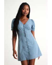 Lulus - Adored Cutie Corduroy Button-Front Mini Dress - Lyst