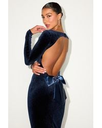 Lulus - Verity Velvet Backless Long Sleeve Midi Dress - Lyst