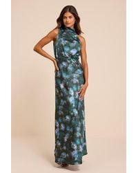 Lulus - Distinctive Charm Floral Satin Asymmetrical Maxi Dress - Lyst