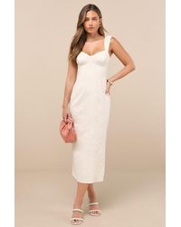 Lulus - Amyra Cream Cap Sleeve Bustier Midi Dress - Lyst