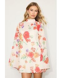 Lulus - Perfected Charm Multi Floral Bell Sleeve Mini Shift Dress - Lyst