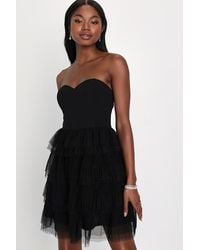 Lulus - Fabulous Thoughts Tulle Strapless Tiered Mini Dress - Lyst