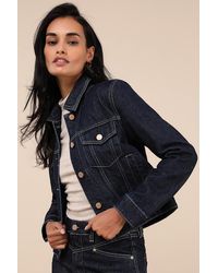 Blank NYC - Over The Moon Dark Wash Cropped Denim Jacket - Lyst