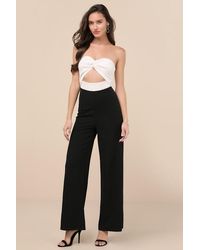 Lulus - Vickie Cutout Strapless Wide-Leg Jumpsuit - Lyst