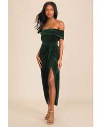 Lulus - I'M Enchanted Velvet Off-The-Shoulder Maxi Dress - Lyst