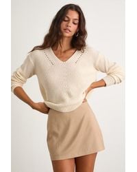 Lulus - Halifax Cream Knit Sweater - Lyst