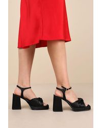 Lulus - Remie Satin Knotted Platform High Heel Sandals - Lyst