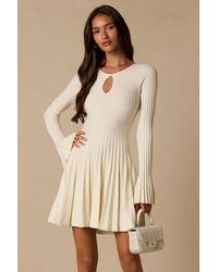 Lulus - Magnolia Cream Keyhole Cutout Sweater Mini Dress - Lyst