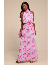 Lulus - Kenzie Multi Floral Backless Maxi Dress - Lyst