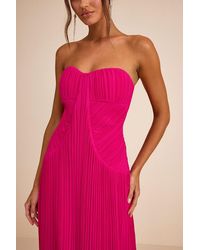 Lulus - Narasha Pleated Strapless Maxi Dress - Lyst