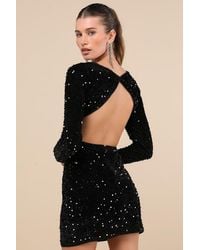 Lulus - Marvelous Radiance Sequin Cutout Long Sleeve Mini Dress - Lyst
