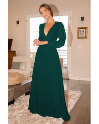 Lulus - Talk About Divine Hunter Long Sleeve Backless Maxi Dress - Lyst