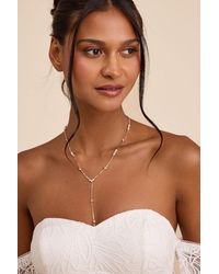 Lulus - Troya Rhinestone Lariat Necklace - Lyst