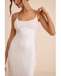 Lulus - Benetta Satin Lace Slip Midi Dress - Lyst