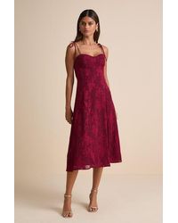 Lulus - Loveliest Looks Floral Jacquard Tie-Strap Midi Dress - Lyst