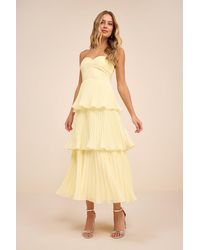 Lulus - Seriously Sensational Strapless Tiered Midi Dress - Lyst