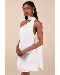Lulus - Isloda One-Shoulder Backless Sash Mini Dress - Lyst