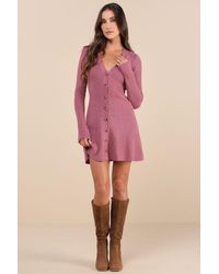 Lulus - Adorably Flirty Button-Front Sweater Mini Dress - Lyst