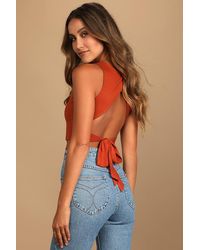 Lulus - Let's Tie It Tie-Back Cropped Tank Top - Lyst