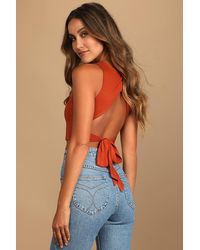 Lulus - Let's Tie It Tie-Back Cropped Tank Top - Lyst