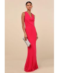 Lulus - Stunning Mystery Mesh Cowl Back Mermaid Maxi Dress - Lyst