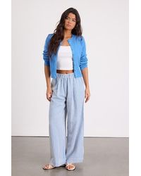 Lulus - Tilly Gingham Mid-Rise Wide-Leg Pants - Lyst