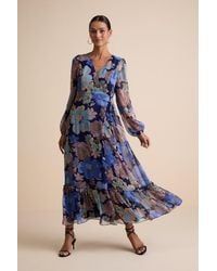 Lulus - Feeling Sweet Floral Print Long Sleeve Wrap Maxi Dress - Lyst