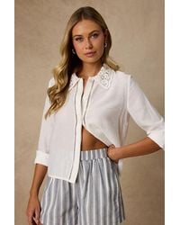 Lulus - Everline Collared Button-Up Top - Lyst